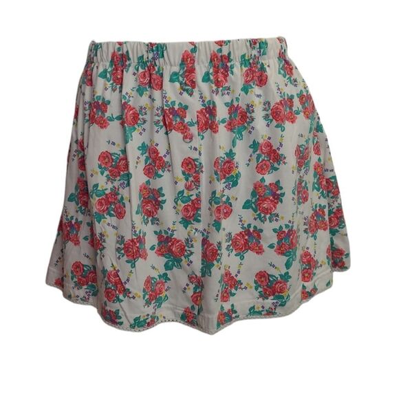 VINTAGE 90s pink rose‎ cottagecore pull on button front skater skirt S - Picture 1 of 9